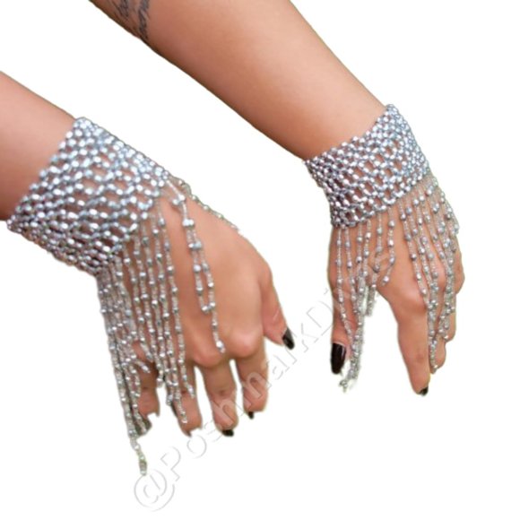 SilverTassel Choker Necklace & Arm Wrist Jewelry Accessory Halloween NEW - Picture 5 of 15